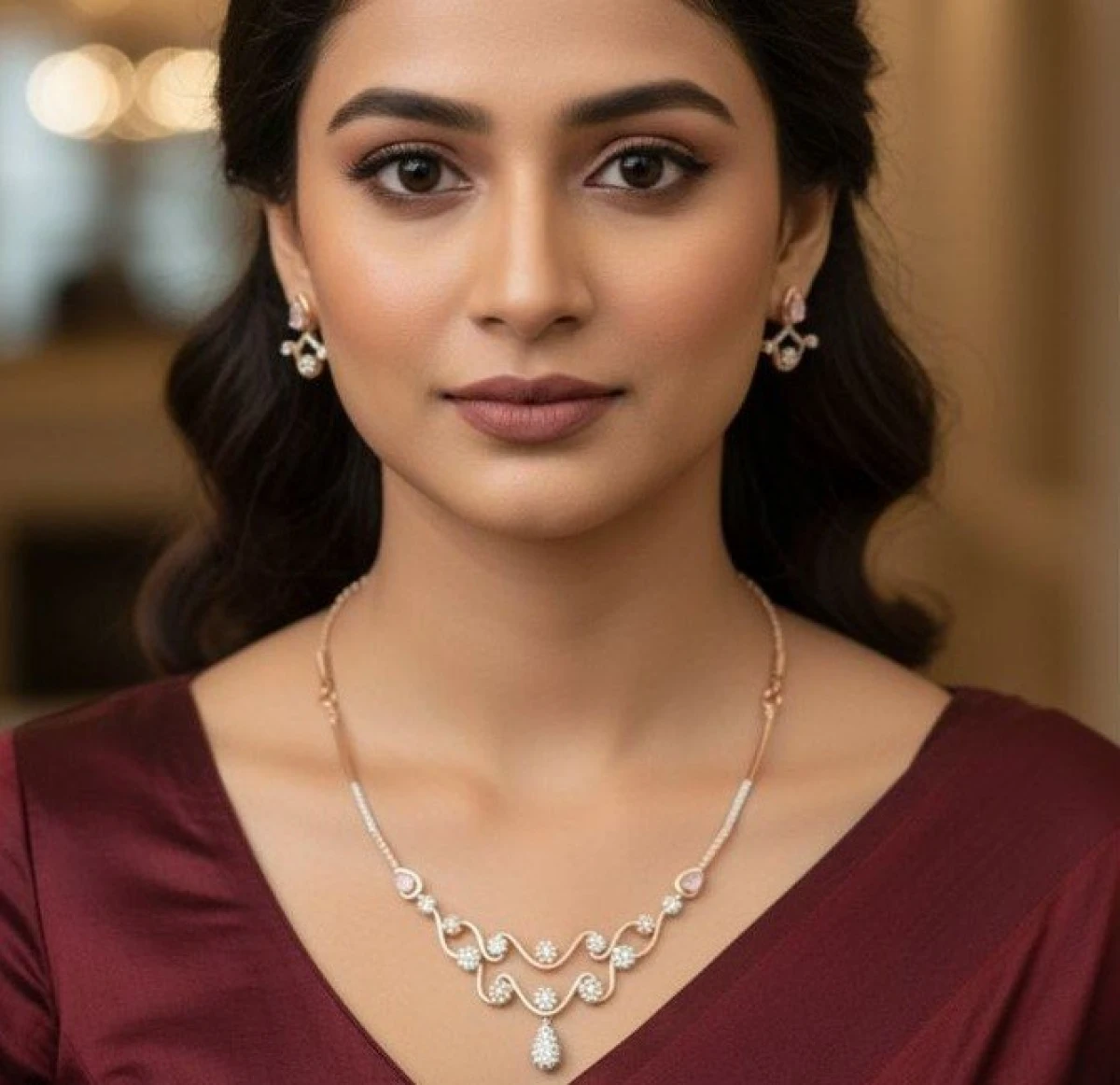 Rose Gold Diamond Mother-of-Pearl Floral Half Set
