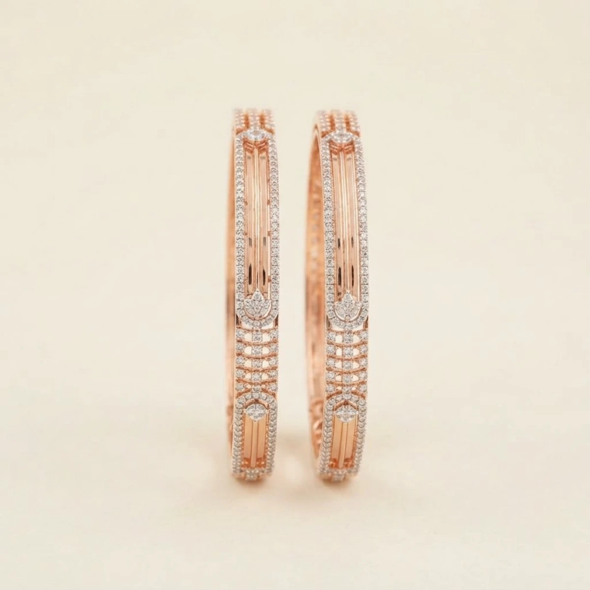 Exquisite Diamond Motif Rose Gold Kadas