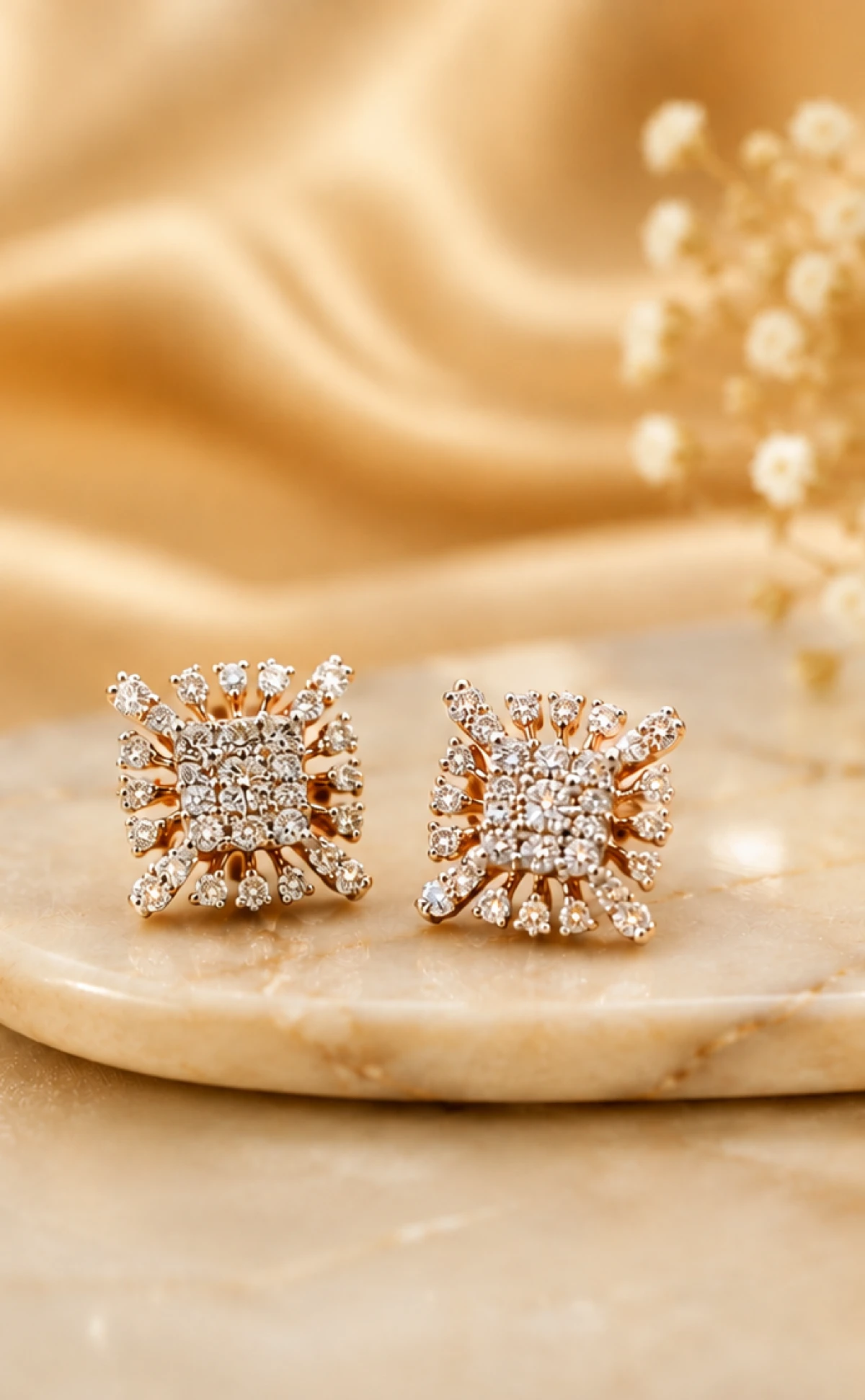 Elegant Diamond Sunburst Stud Earrings for Women