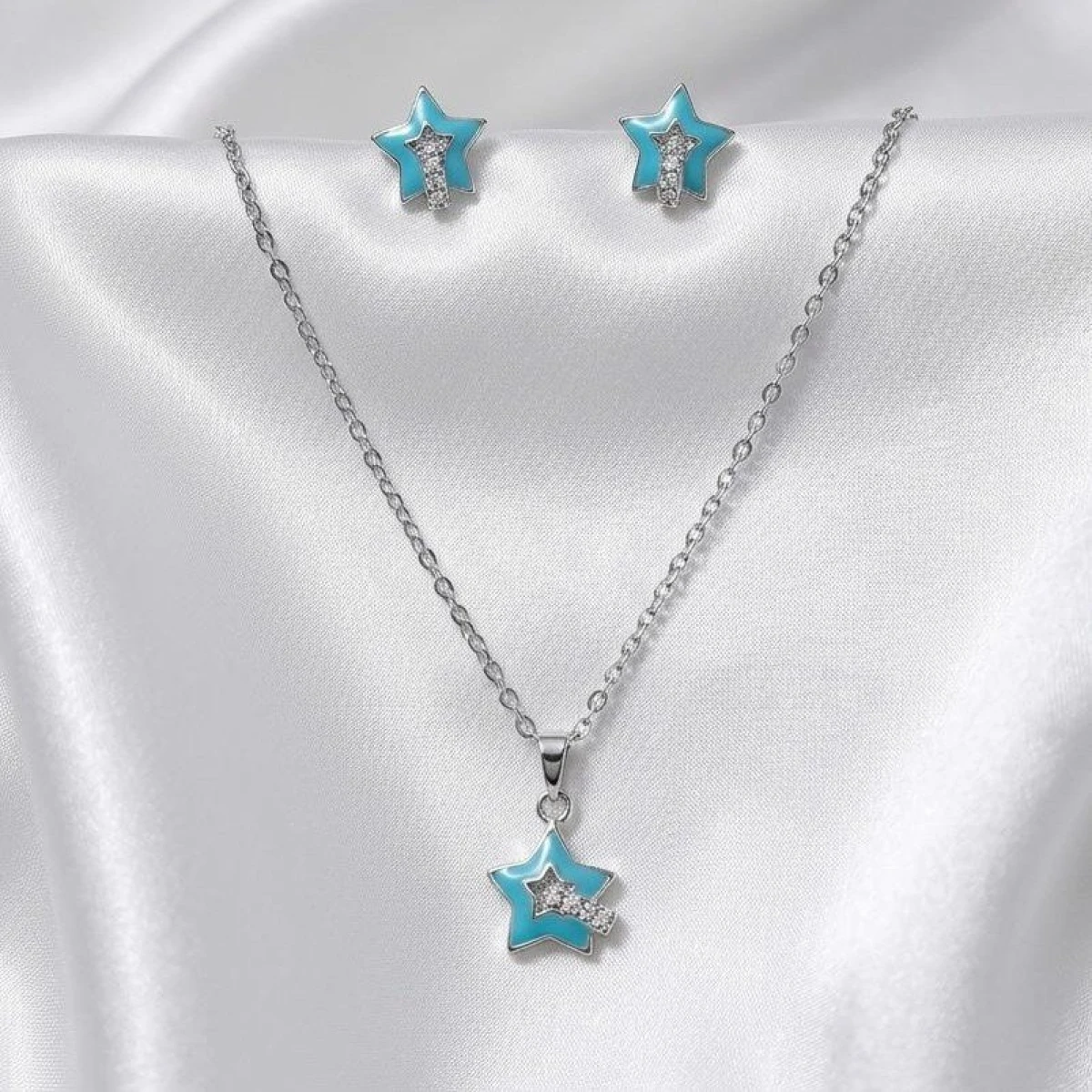 Turquoise Starry Pendant & Earring Set