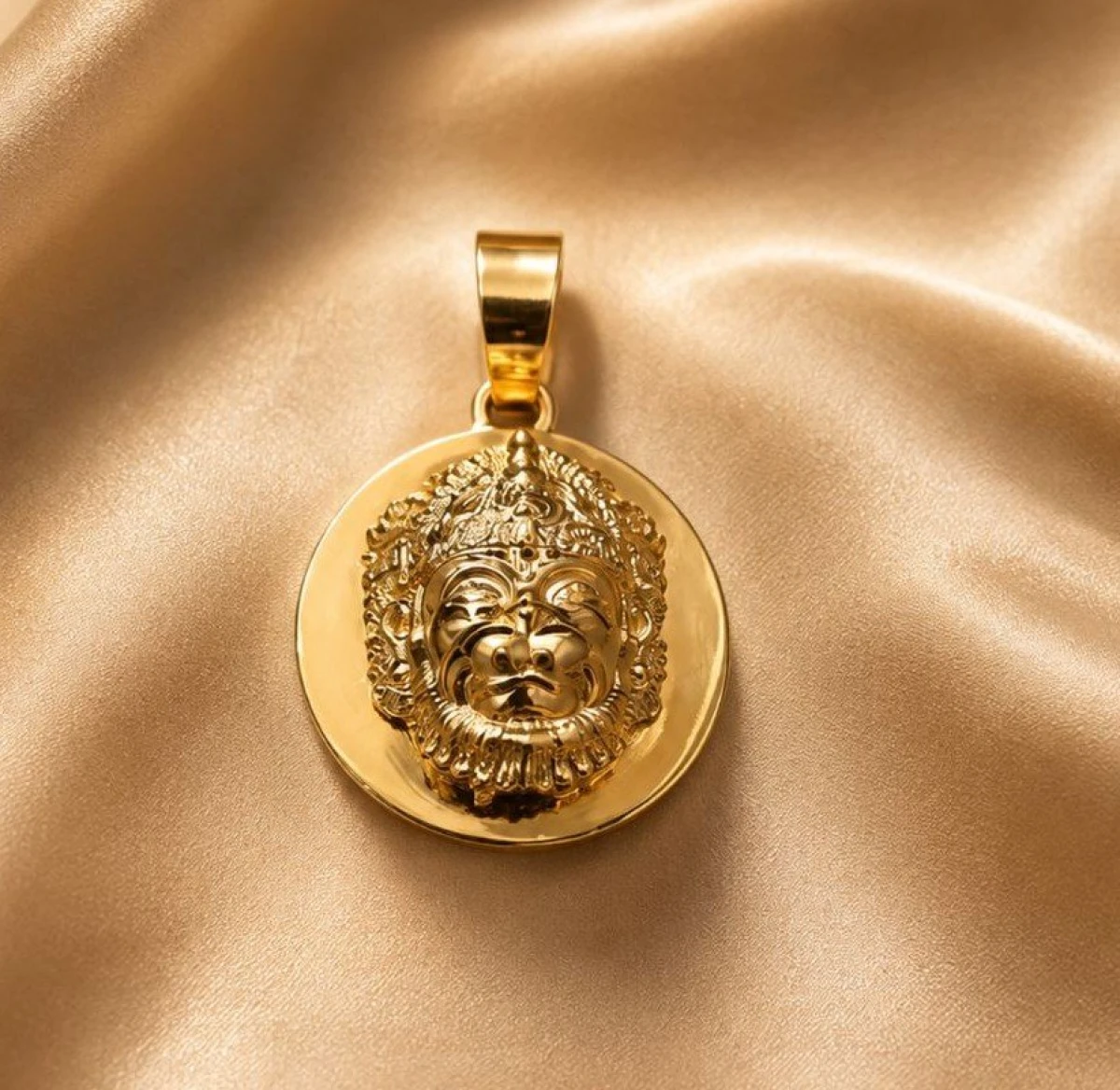 Gold Lord Hanuman Ji Medallion Pendant