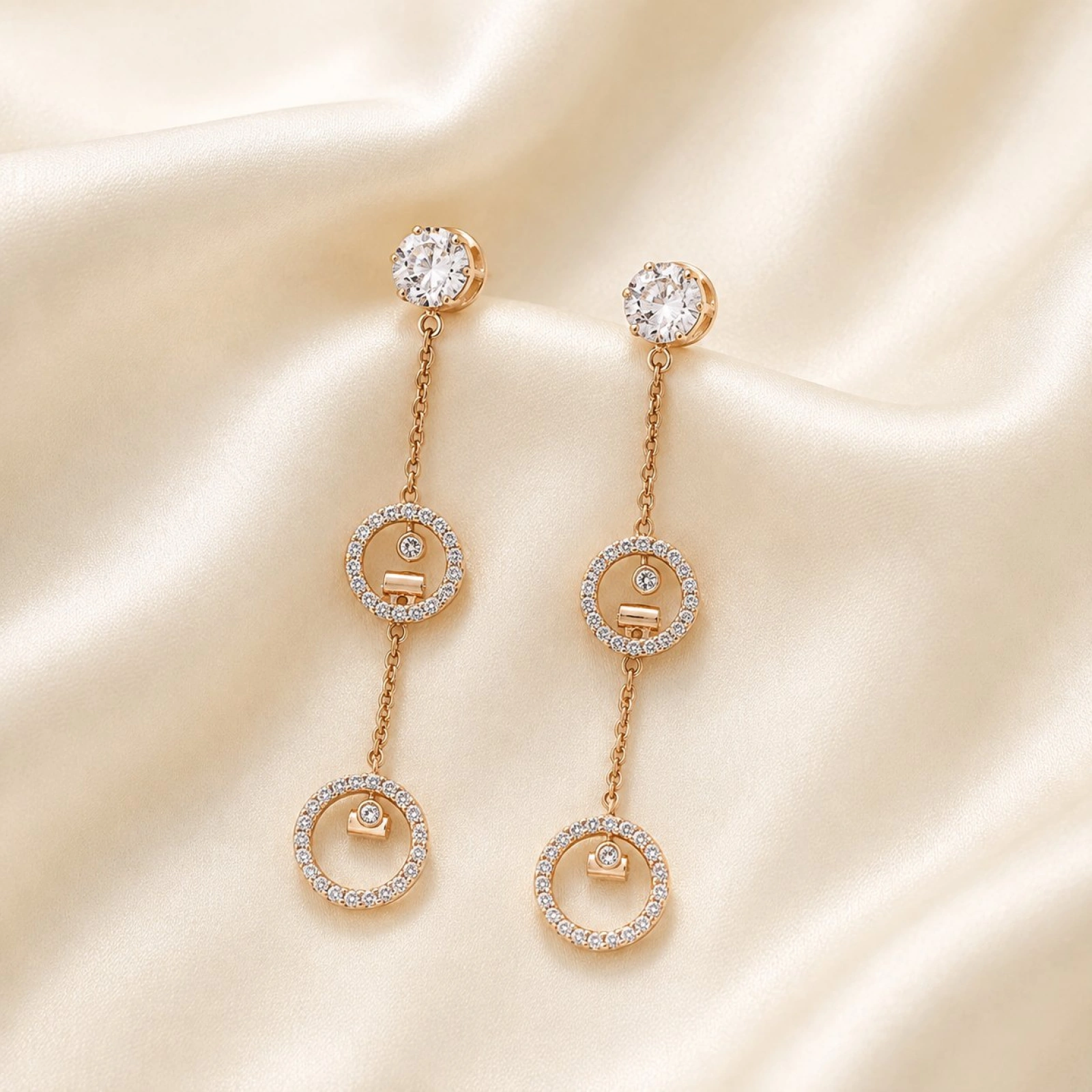 Gold Women’s Circular Drop Earrings