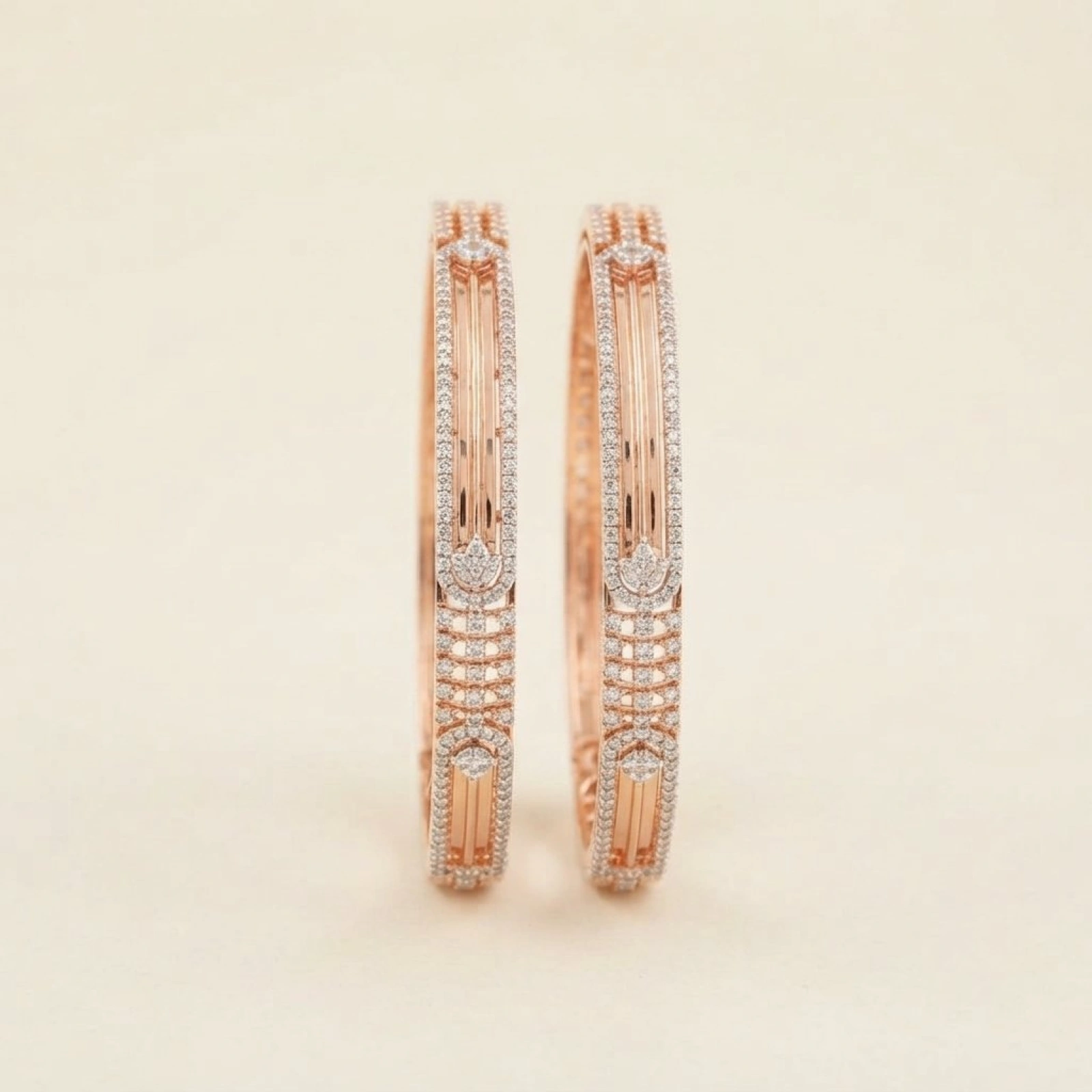 Exquisite Diamond Motif Rose Gold Kadas
