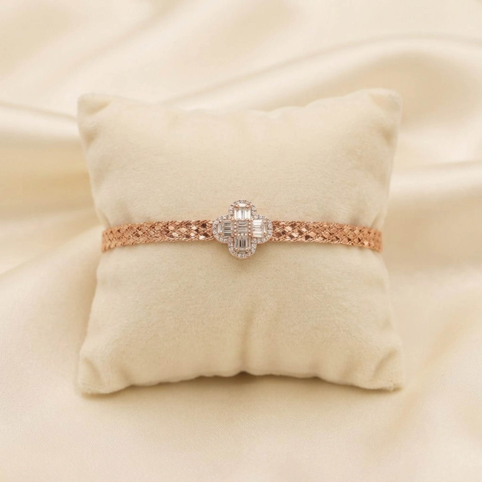 Silver Clover Baguette Crystal Bracelet