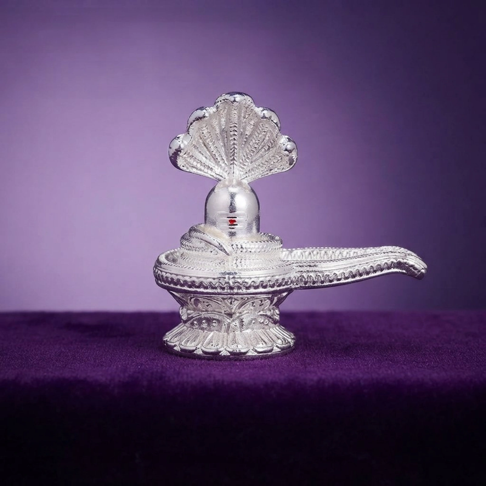 Sterling Silver Shivalinga Idol with Sheshnag