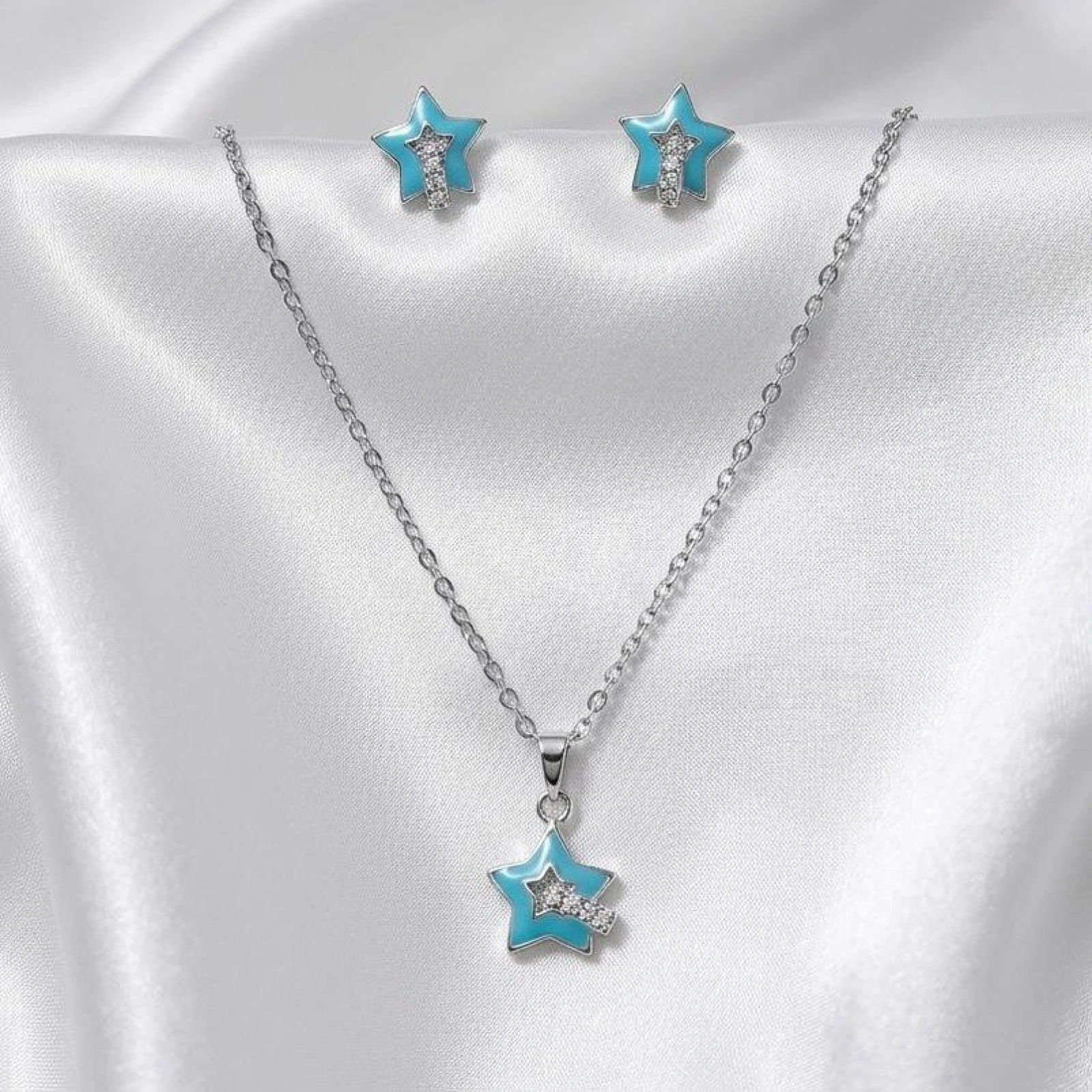 Turquoise Starry Pendant & Earring Set