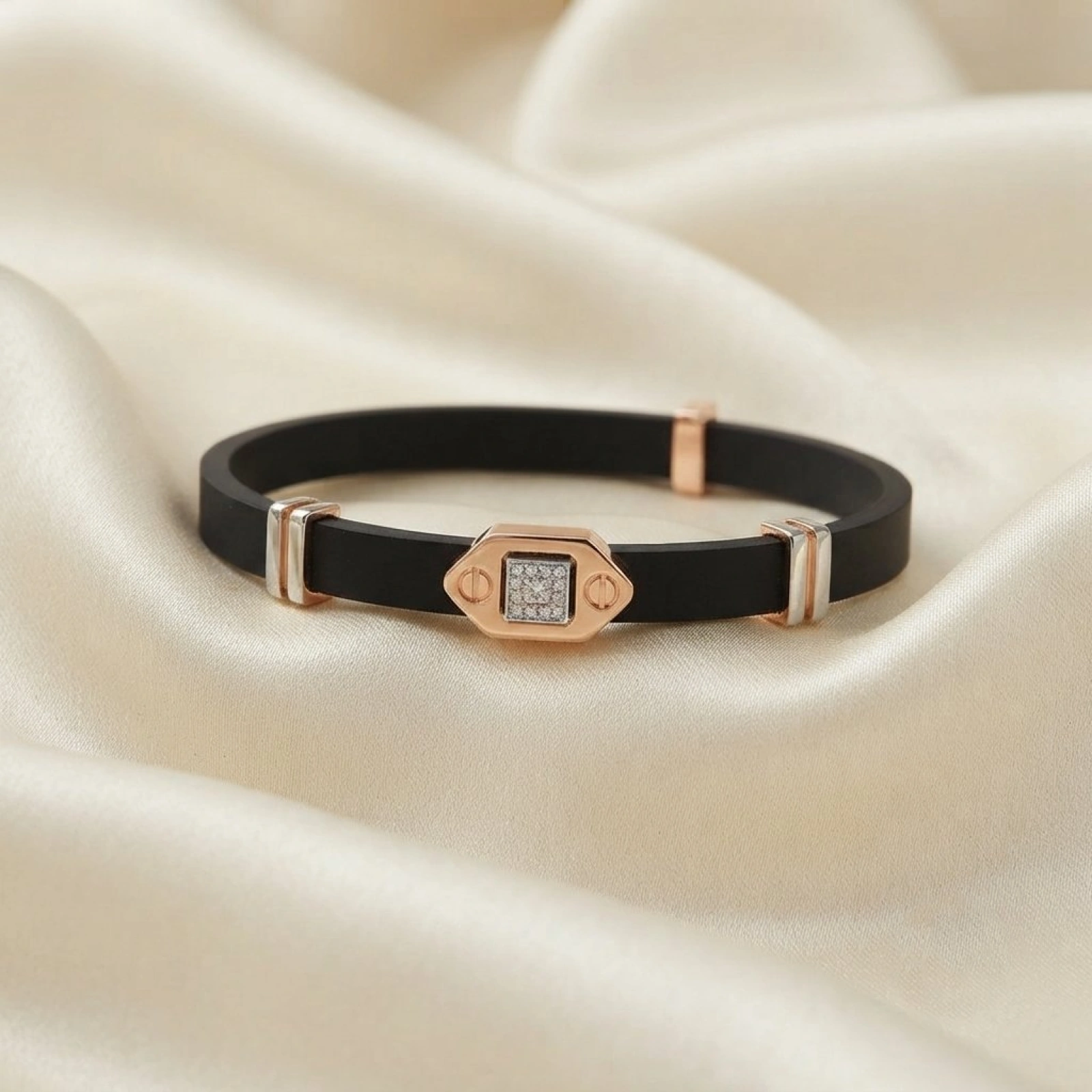 Men’s Gold Finish Black Kada Bracelet