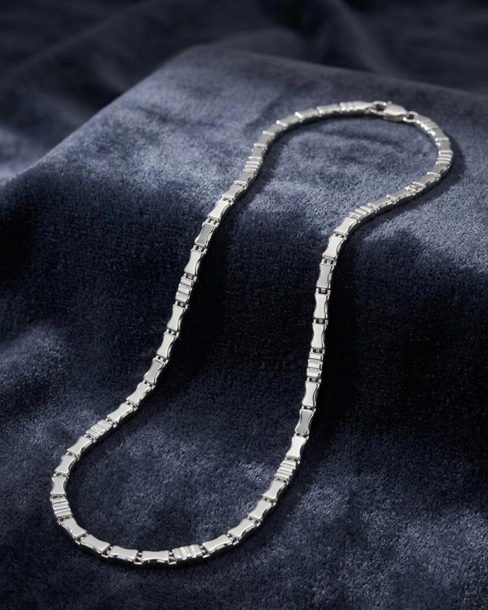 Sterling Silver Textured Link Chain Necklace