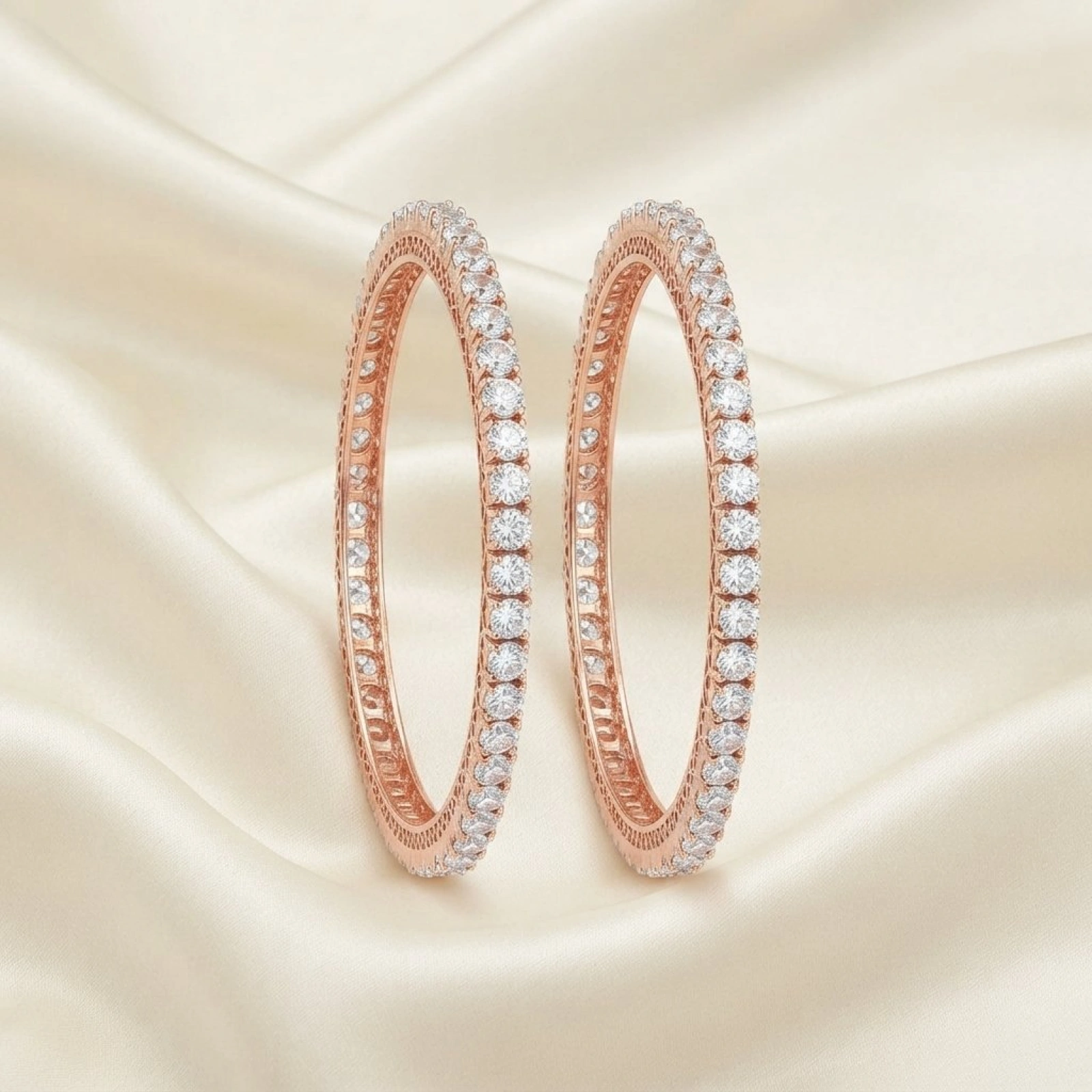 Classic Rose Gold Eternity Diamond Bangles