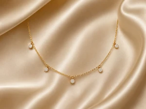 Elegant Gold-Tone Diamond-Style Dainty Necklace for Women Main View