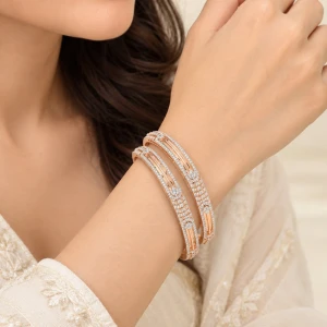 Exquisite Diamond Motif Rose Gold Kadas Gallery View