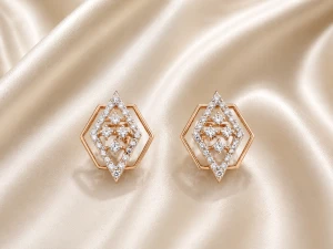 Diamond Women’s Geometric Hexagon Stud Earrings Main View