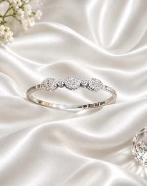 Silver 925 Halo Sparkle Kada for Women Main View