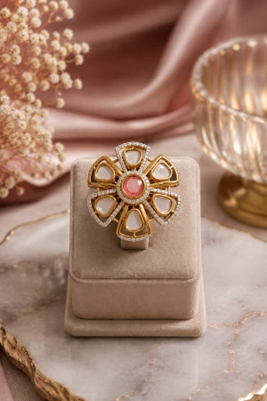 Graceful Gold Textured Ring Main View