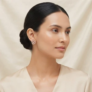 Rose Gold Trillion Crystal Interlocking Stud Earrings Main View