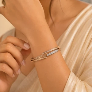 Rose Gold Women’s Elegant Designer Bangle Set Gallery View