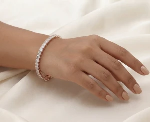 Classic Single-Row Diamond Tennis Bracelet in Rose Gold Main View