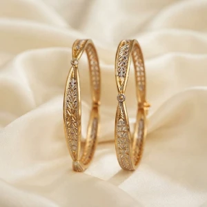 Gold Women’s Designer Leaf Pattern Bangles Main View