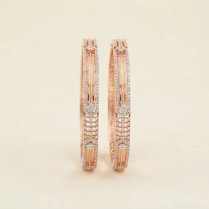 Exquisite Diamond Motif Rose Gold Kadas Main View