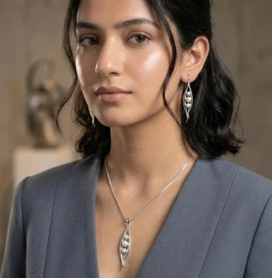 Pea Pod Pearl Sterling Silver Set Main View