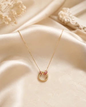 Elegant Gold Women’s Circle Pendant Necklace Main View