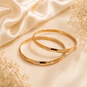 Elegant Gold Women’s Textured Designer Bangle Set Main View