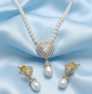 Trillion Crystal and Pearl Jewelry Set Main View