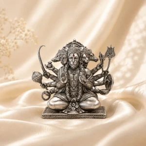 Panchmukhi Hanuman Silver Idol Main View