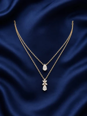 Gold Women’s Double Layer Teardrop Necklace Main View