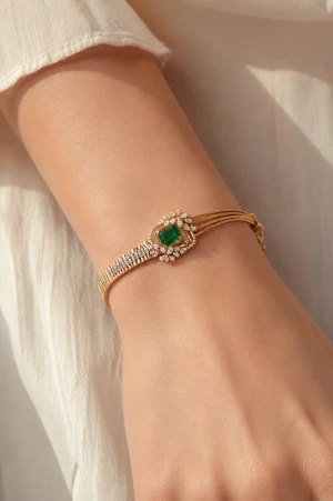 Royal Gold Emerald and Diamond Wristlet Main View