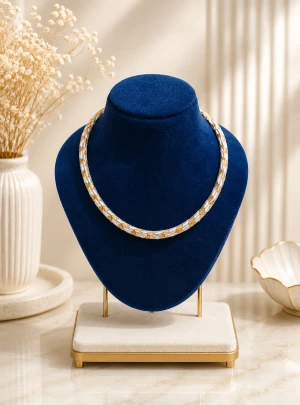 Opulent Gold Woven Braided Mesh Collar Main View
