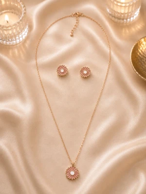 Opulent Silver Floral Necklace Set Main View