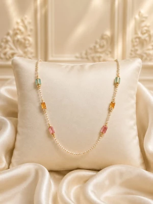 Gold Women’s Multicolor Gemstone Beaded Necklace Main View