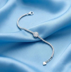 Sterling Silver Solitaire CZ Tennis Bracelet Main View