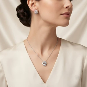 Silver Interlocking Knot & Pavé Jewelry Set Gallery View