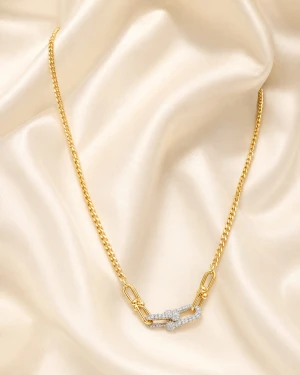 Elegant Interlock Gold Link Necklace for Women Main View