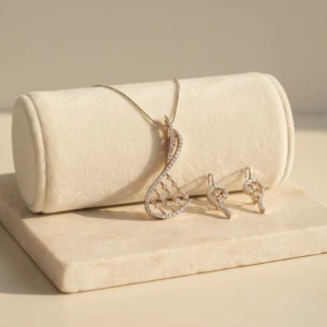 Rose Gold Diamond Abstract Pendant Set Main View