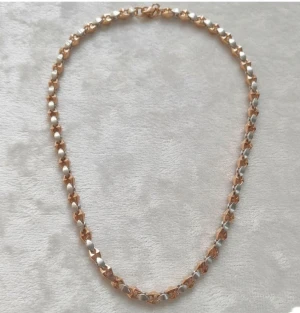 Two-Tone Rose Gold and Silver Link Chain Necklace Gallery View
