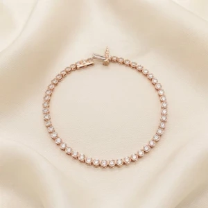 Bezel-Set Diamond Tennis Bracelet in Rose Gold Gallery View