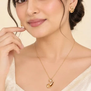 925 Sterling Rose Gold-Tone Swirl Pendant Necklace & Earrings Set Gallery View