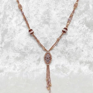 Elegant Rose Gold & Gemstone Y-Drop Necklace Main View