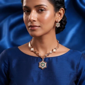 Geometric Enamel Necklace and Earring Set Main View