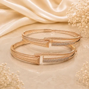 Rose Gold Women’s Elegant Designer Bangle Set Main View