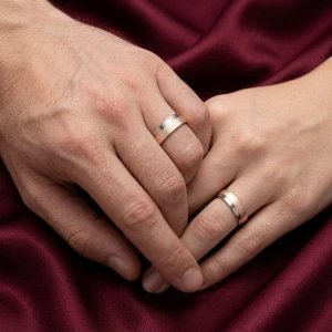 Two-Tone Rose Gold & Silver Unisex Couple Rings Set Main View