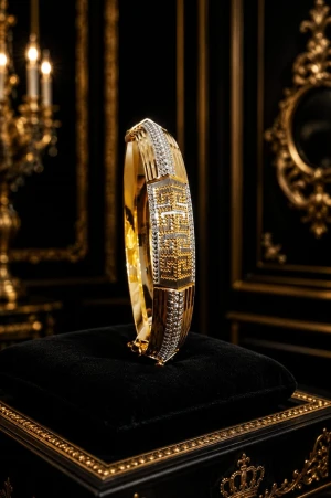 Men’s Gold Premium Geometric Statement Bracelet Main View