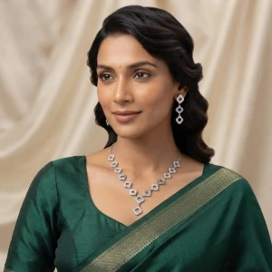 Silver Clover Necklace and Earrings Set Gallery View