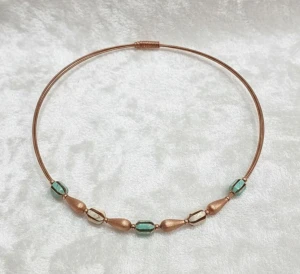Gold and Turquoise Accent Choker Necklace Main View