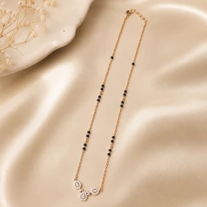 Elegant Gold Women’s Mangalsutra with Triple Floral Pendant Main View