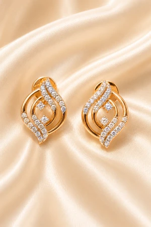 Diamond Women’s Elegant Curved Hoop Earrings Main View