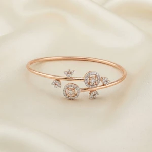 Rose Gold Floral Diamond Bangle Main View